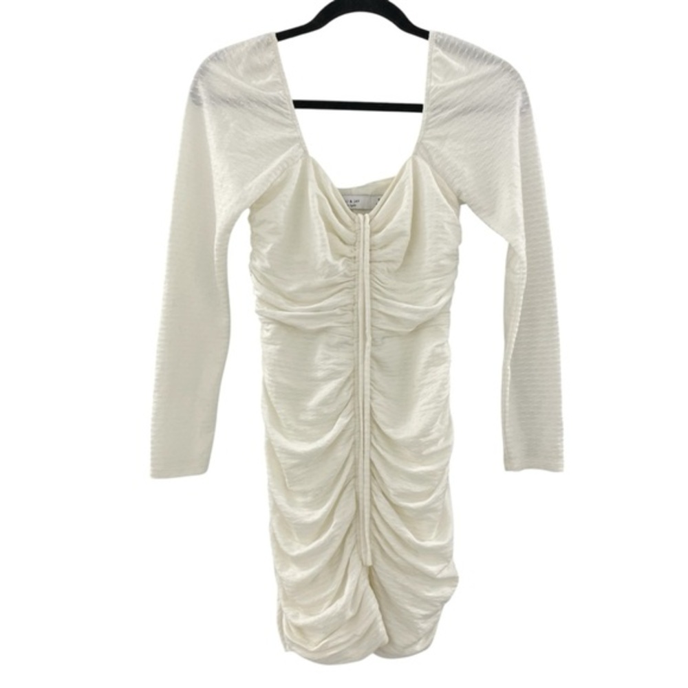 ALI & JAY White Ruched Long Sleeve Dress